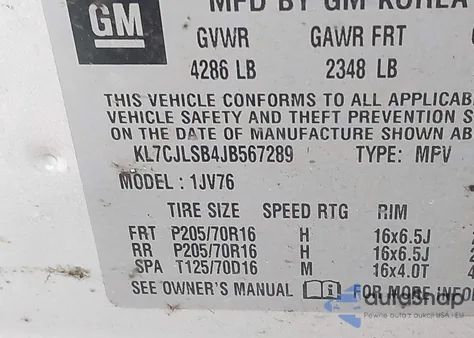 2018 Chevrolet Trax Lt from USA, damaged, VIN KL7CJLSB4JB567289